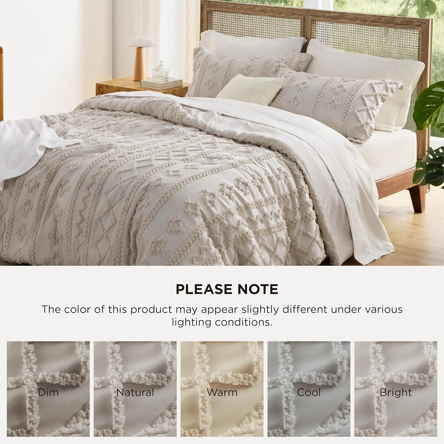 image:imageBedsure Tufted Boho Comforter Set Queen Size Beige Boho Bed Set GentleSoft 3 Pieces FarmhouseStyle Embroidery Bedding Gifts for Woman Soft Jacquard Kids Queen Comforter for All Seasons08 Linen Elegant
