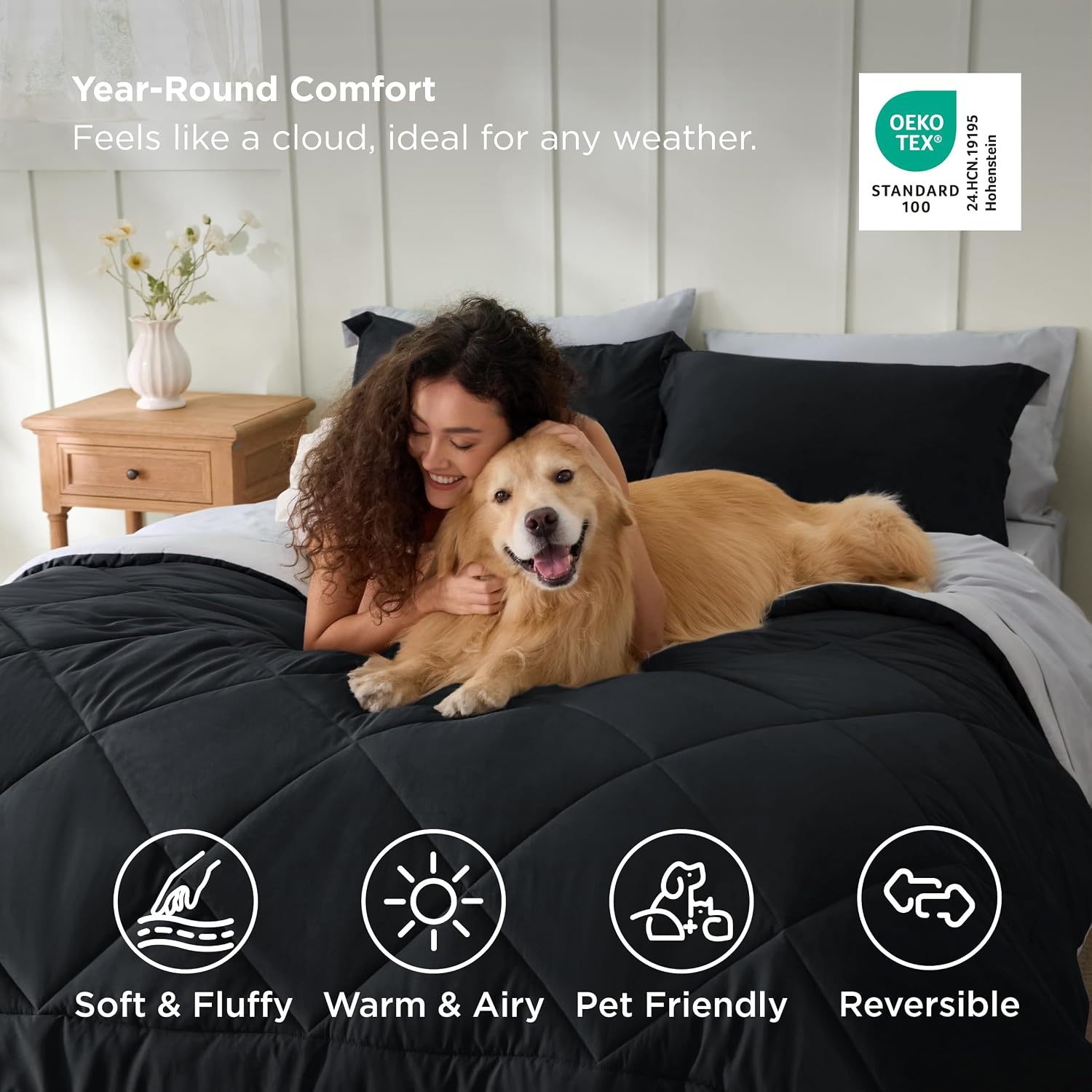 image:imageBedsure Twin XL Comforter 5 Pieces Reversible Blush Pink Bed in a Bag Twin XL Bedding Comforter Set College Dorm Essentials with 1 Flat Sheet 1 Fitted Sheet 1 Pillowcase and 1 Pillow Sham14 Dark BlackSilver Grey