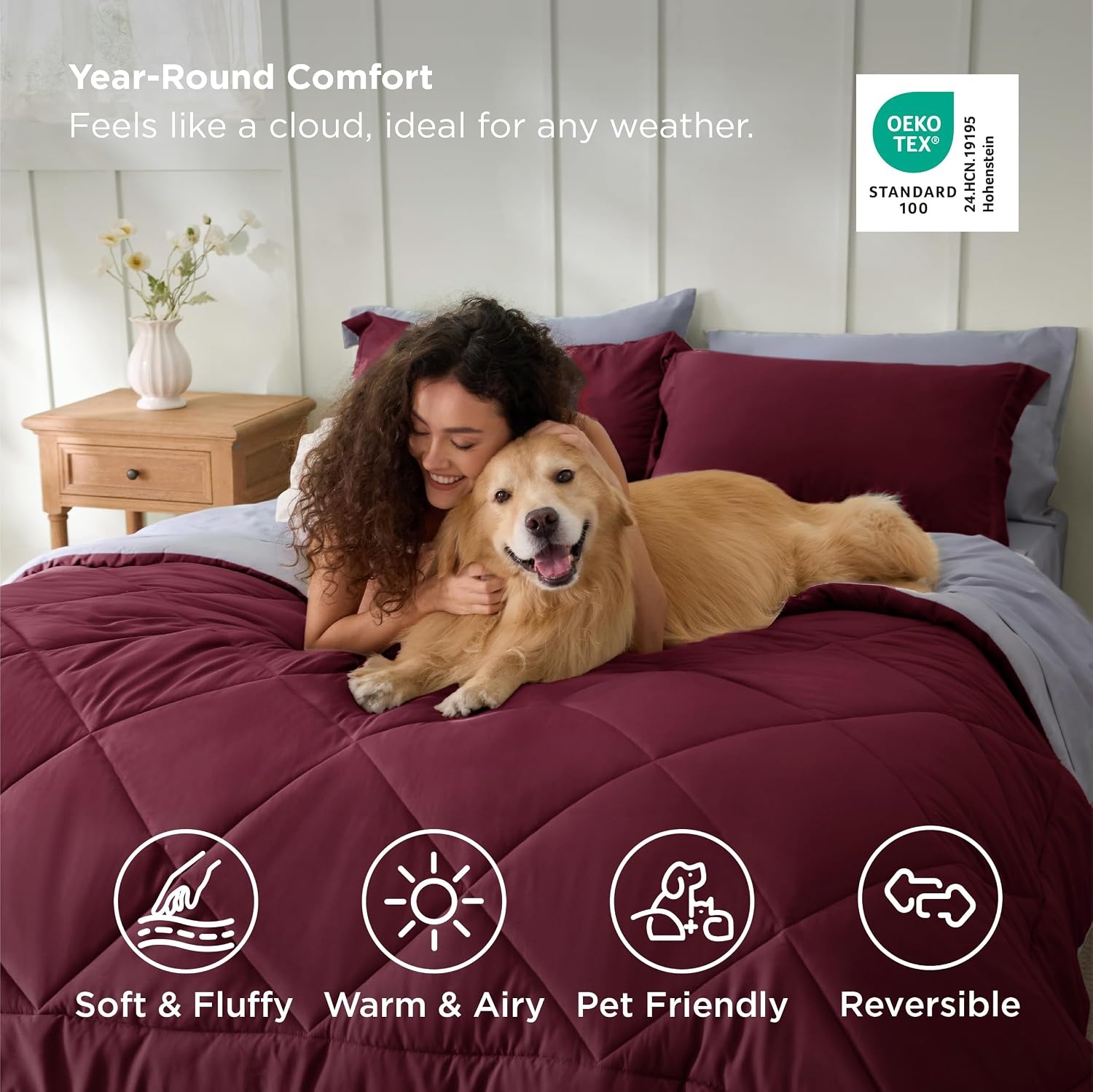 image:imageBedsure Twin XL Comforter 5 Pieces Reversible Blush Pink Bed in a Bag Twin XL Bedding Comforter Set College Dorm Essentials with 1 Flat Sheet 1 Fitted Sheet 1 Pillowcase and 1 Pillow Sham13 RedSilver Grey