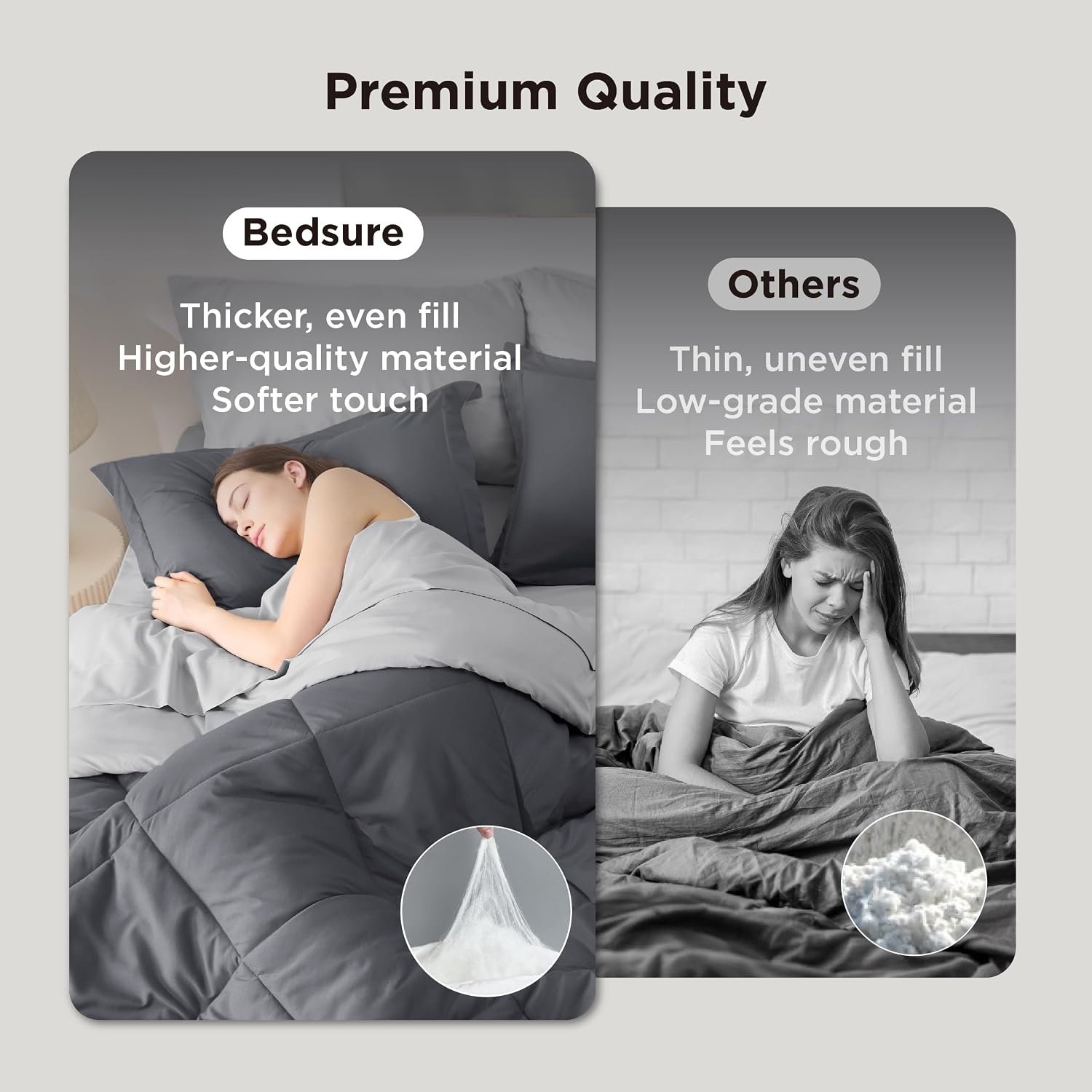 image:imageBedsure Twin XL Comforter 5 Pieces Reversible Blush Pink Bed in a Bag Twin XL Bedding Comforter Set College Dorm Essentials with 1 Flat Sheet 1 Fitted Sheet 1 Pillowcase and 1 Pillow Sham04 Dark GreyLight Grey