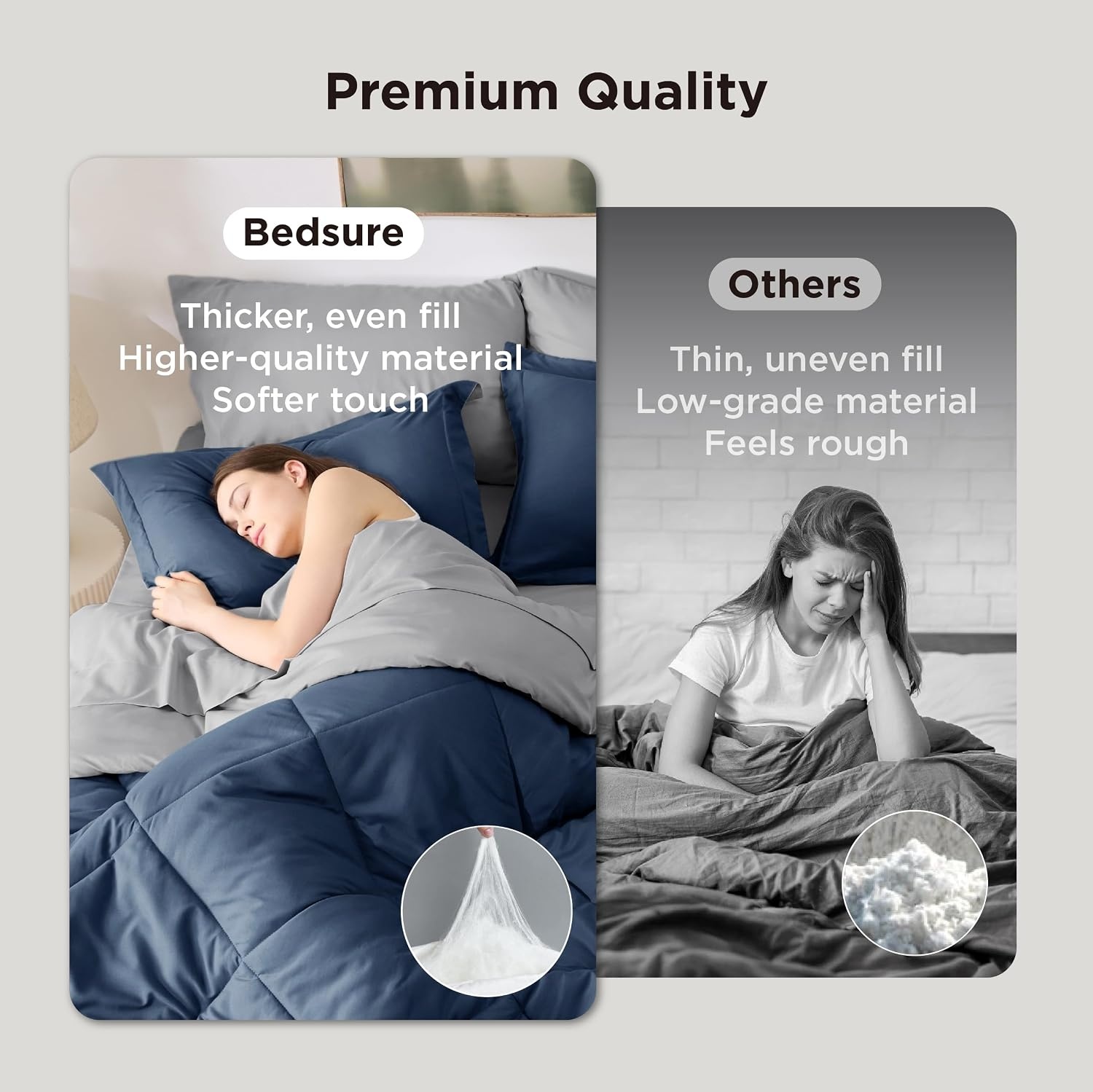 image:imageBedsure Twin XL Comforter 5 Pieces Reversible Blush Pink Bed in a Bag Twin XL Bedding Comforter Set College Dorm Essentials with 1 Flat Sheet 1 Fitted Sheet 1 Pillowcase and 1 Pillow Sham02 NavySilver Grey