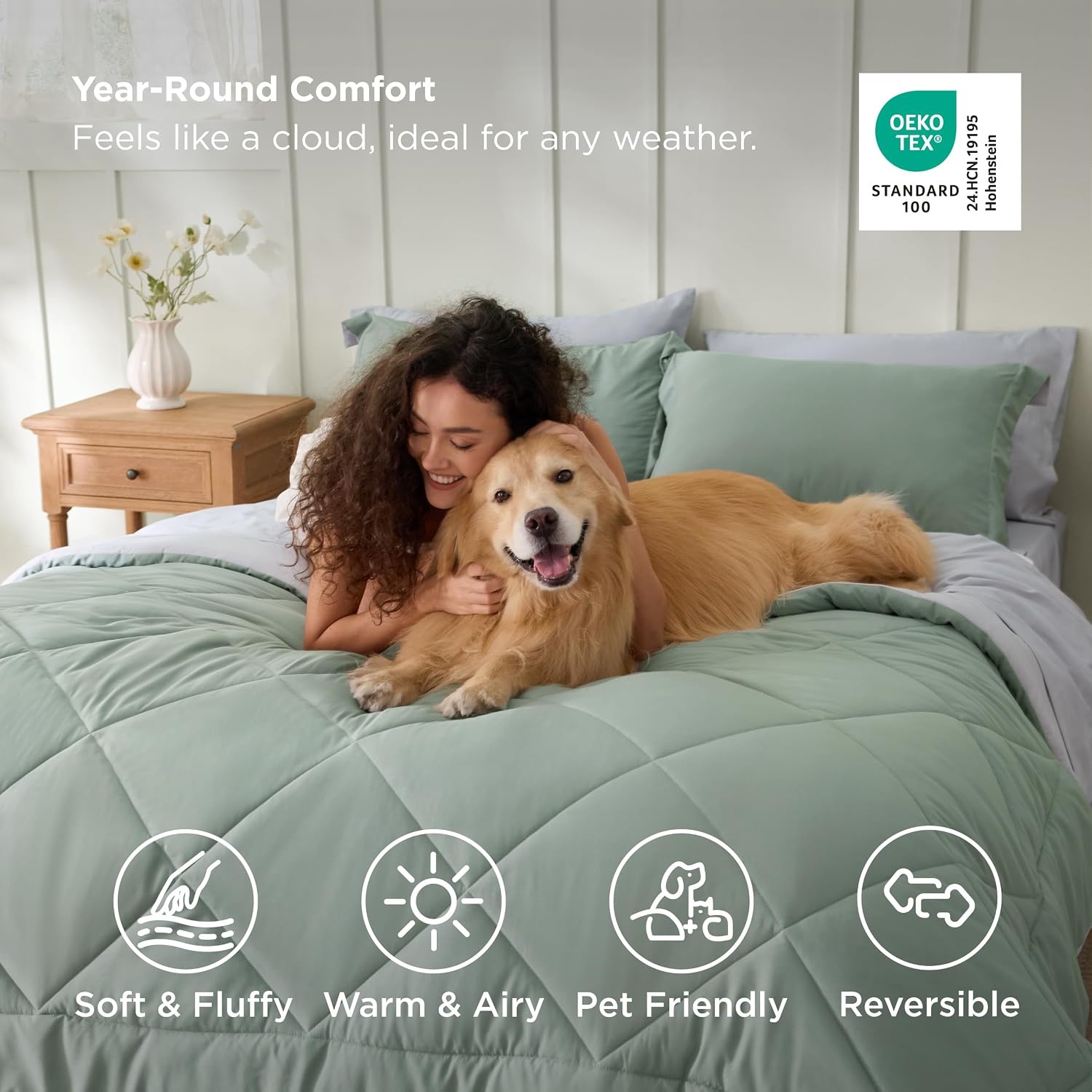 image:imageBedsure Twin XL Comforter 5 Pieces Reversible Blush Pink Bed in a Bag Twin XL Bedding Comforter Set College Dorm Essentials with 1 Flat Sheet 1 Fitted Sheet 1 Pillowcase and 1 Pillow Sham11 Sage GreenLight Grey