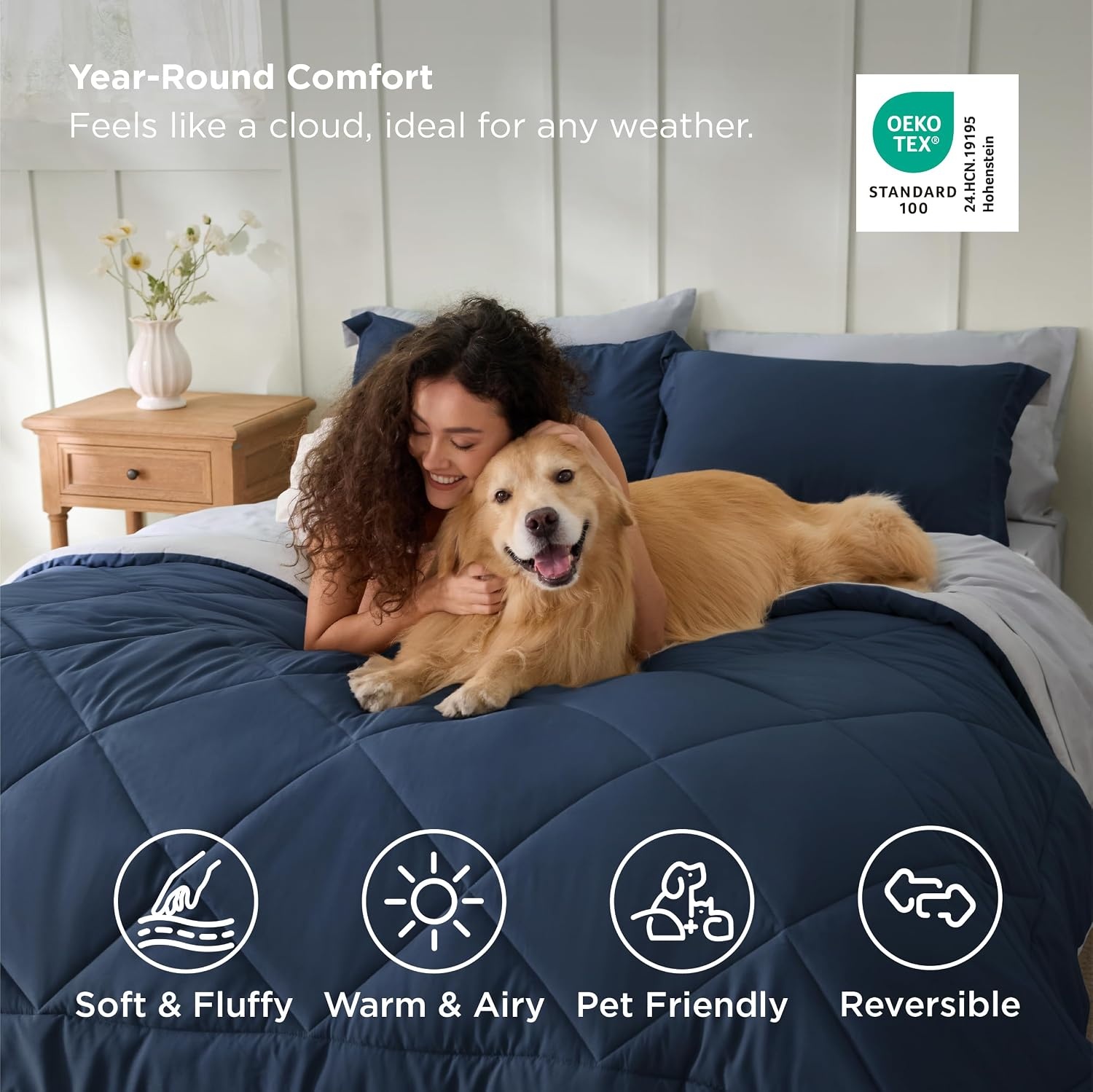 image:imageBedsure Twin XL Comforter 5 Pieces Reversible Blush Pink Bed in a Bag Twin XL Bedding Comforter Set College Dorm Essentials with 1 Flat Sheet 1 Fitted Sheet 1 Pillowcase and 1 Pillow Sham02 NavySilver Grey
