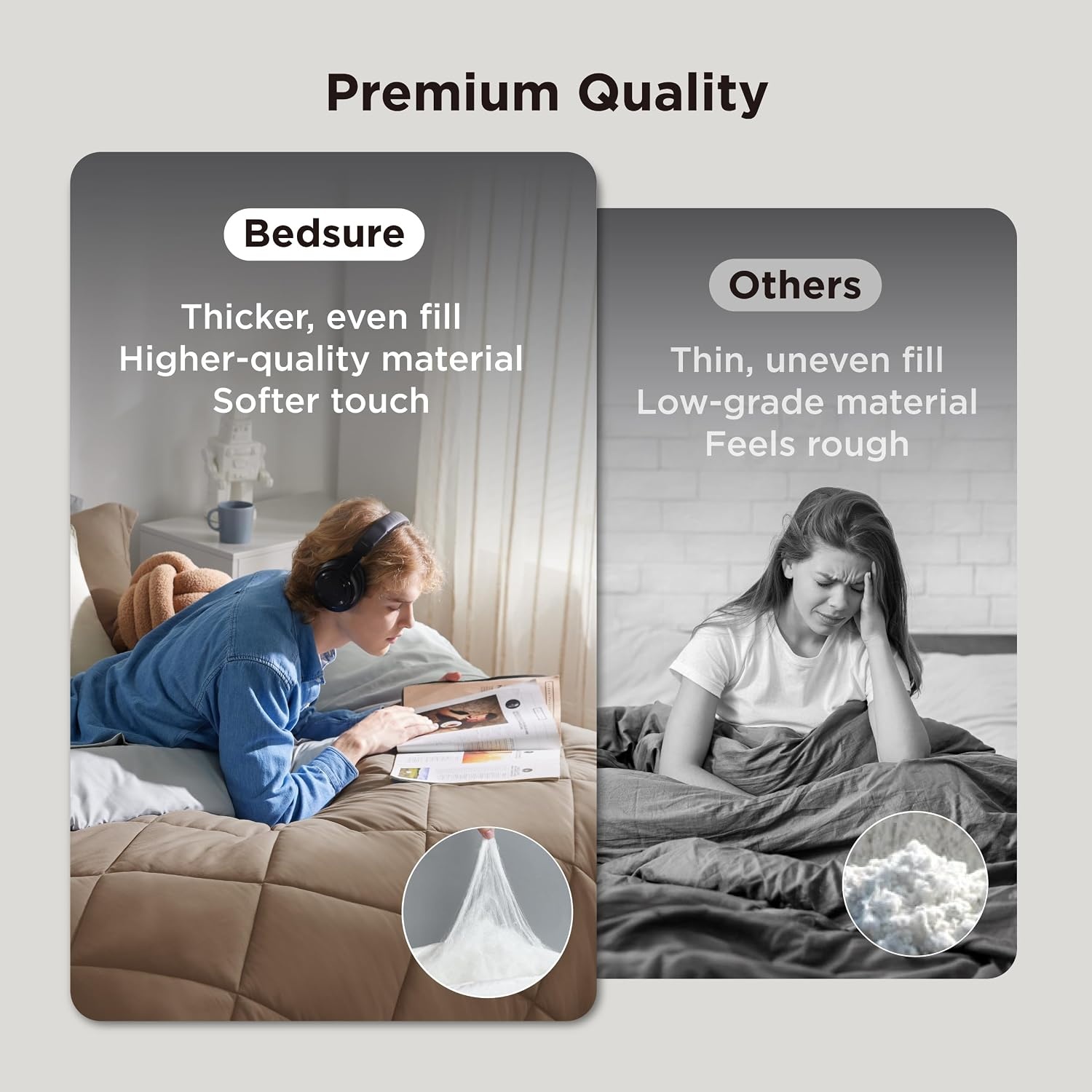 image:imageBedsure Twin XL Comforter 5 Pieces Reversible Blush Pink Bed in a Bag Twin XL Bedding Comforter Set College Dorm Essentials with 1 Flat Sheet 1 Fitted Sheet 1 Pillowcase and 1 Pillow Sham21 BrownLight Grey