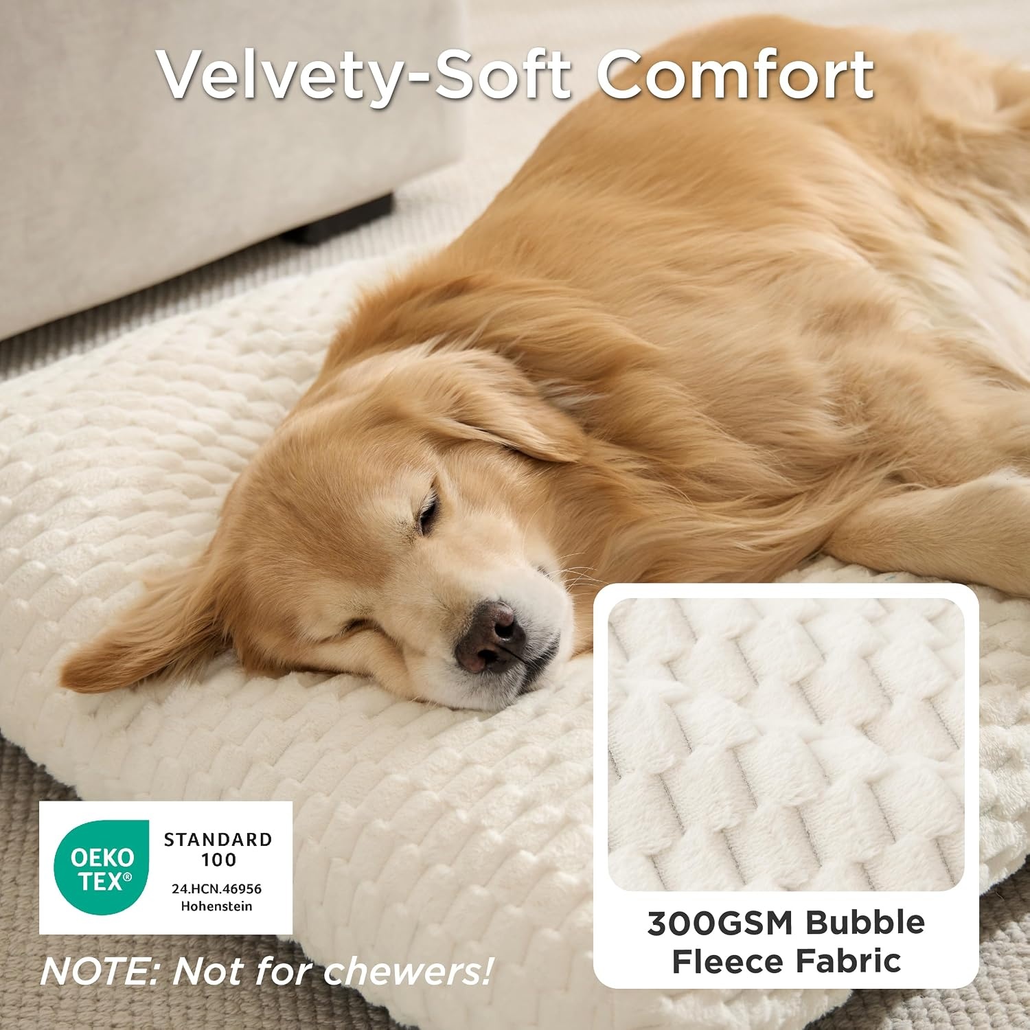 image:imageBedsure Washable Dog Bed for Crate Large Sized Dog Soft Bubble Fleece 35 Fluffy and Cozy Pet Mat for Deep SleepNonSlip and Machine Washable Kennel Pad for CrateFloorCar35x23x35GreyBeige