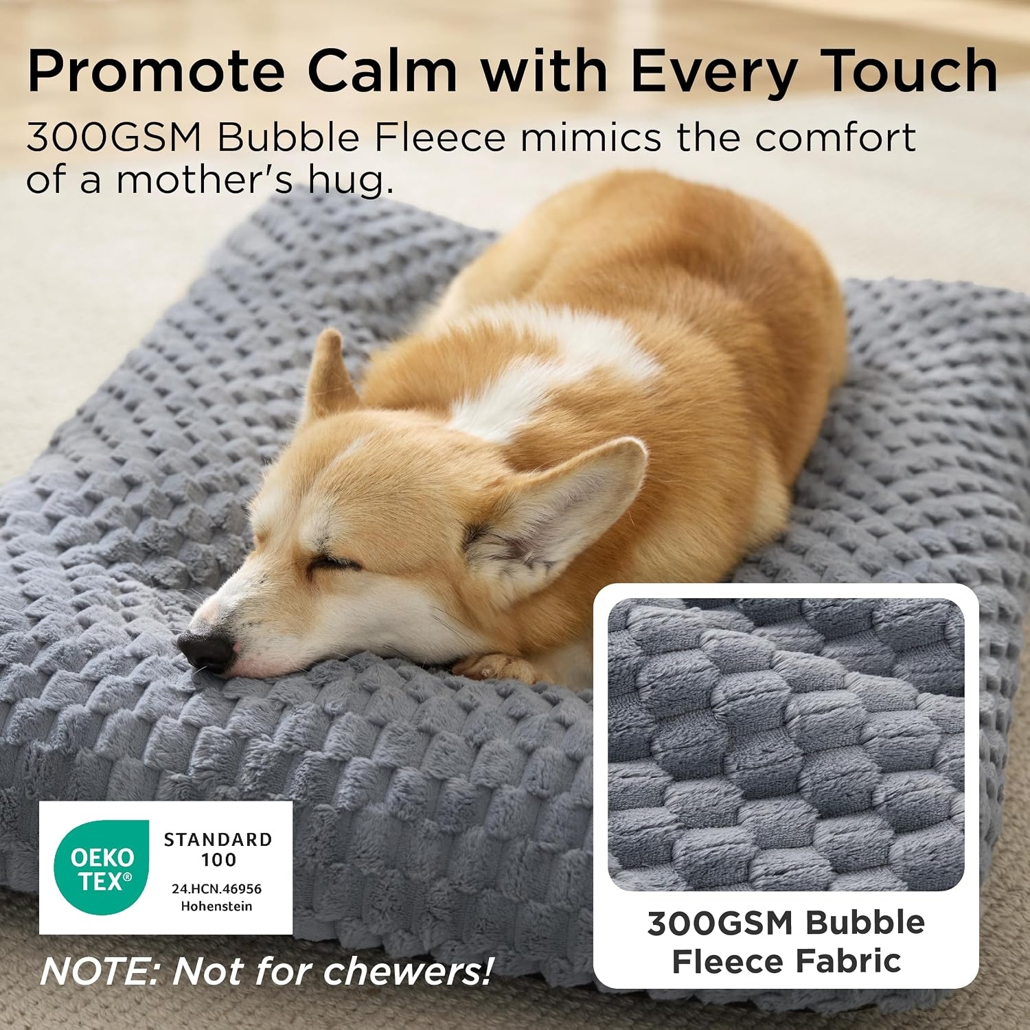 image:imageBedsure Washable Dog Bed for Crate Large Sized Dog Soft Bubble Fleece 35 Fluffy and Cozy Pet Mat for Deep SleepNonSlip and Machine Washable Kennel Pad for CrateFloorCar35x23x35GreyGrey