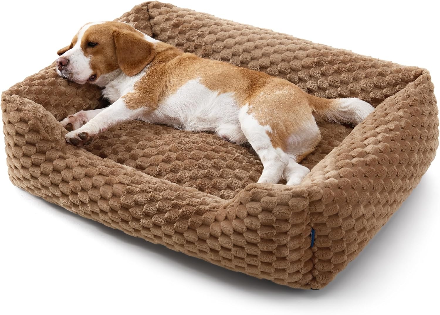 image:imageBedsure Washable Dog Beds Large Sized Dog with Bubble Fleece35in Cream Cute Pet BedFluffy Cuddler Pet CouchNeckFriendly BolsterNonSlip BottomMachine Washable Removable Cover Up to 50 lbsCamel Brown