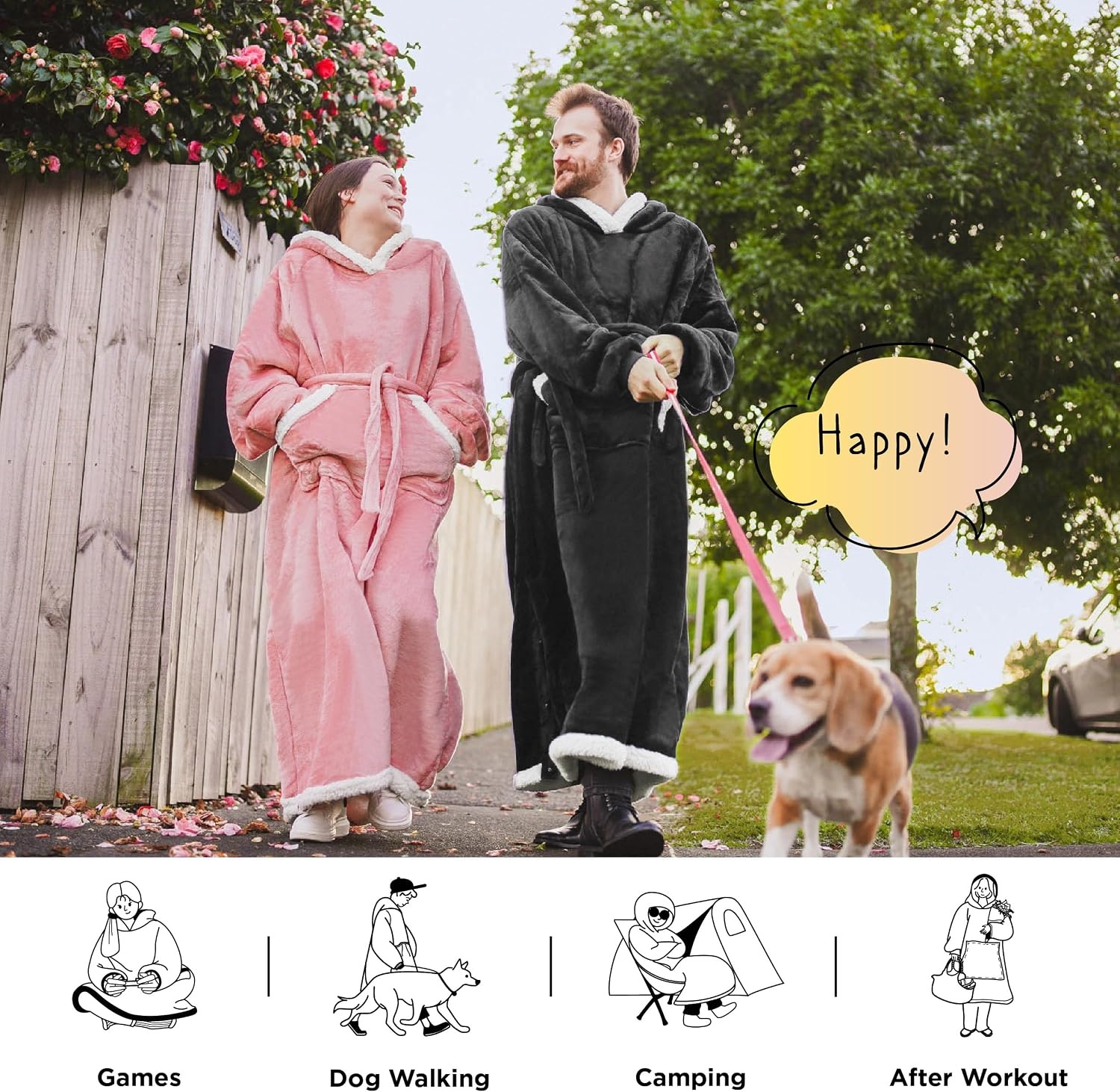 image:imageBedsure Wearable Blanket Hoodie Long Hooded Blanket Sweatshirt as Birthday Gifts for Women and Men Cozy Sherpa Hoodie for Adult Standard GreyCharcoal