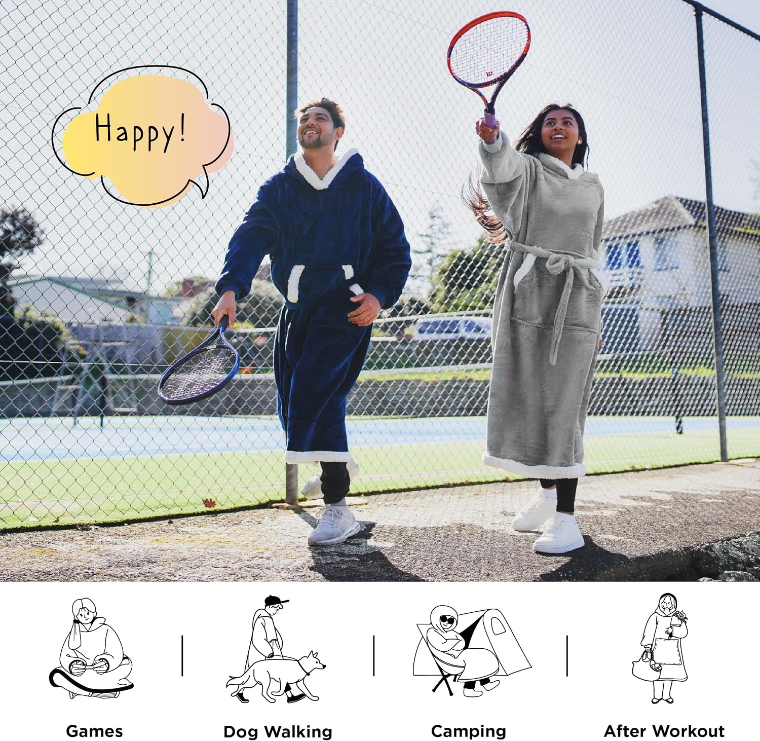 image:imageBedsure Wearable Blanket Hoodie Long Hooded Blanket Sweatshirt as Birthday Gifts for Women and Men Cozy Sherpa Hoodie for Adult Standard GreyGrey