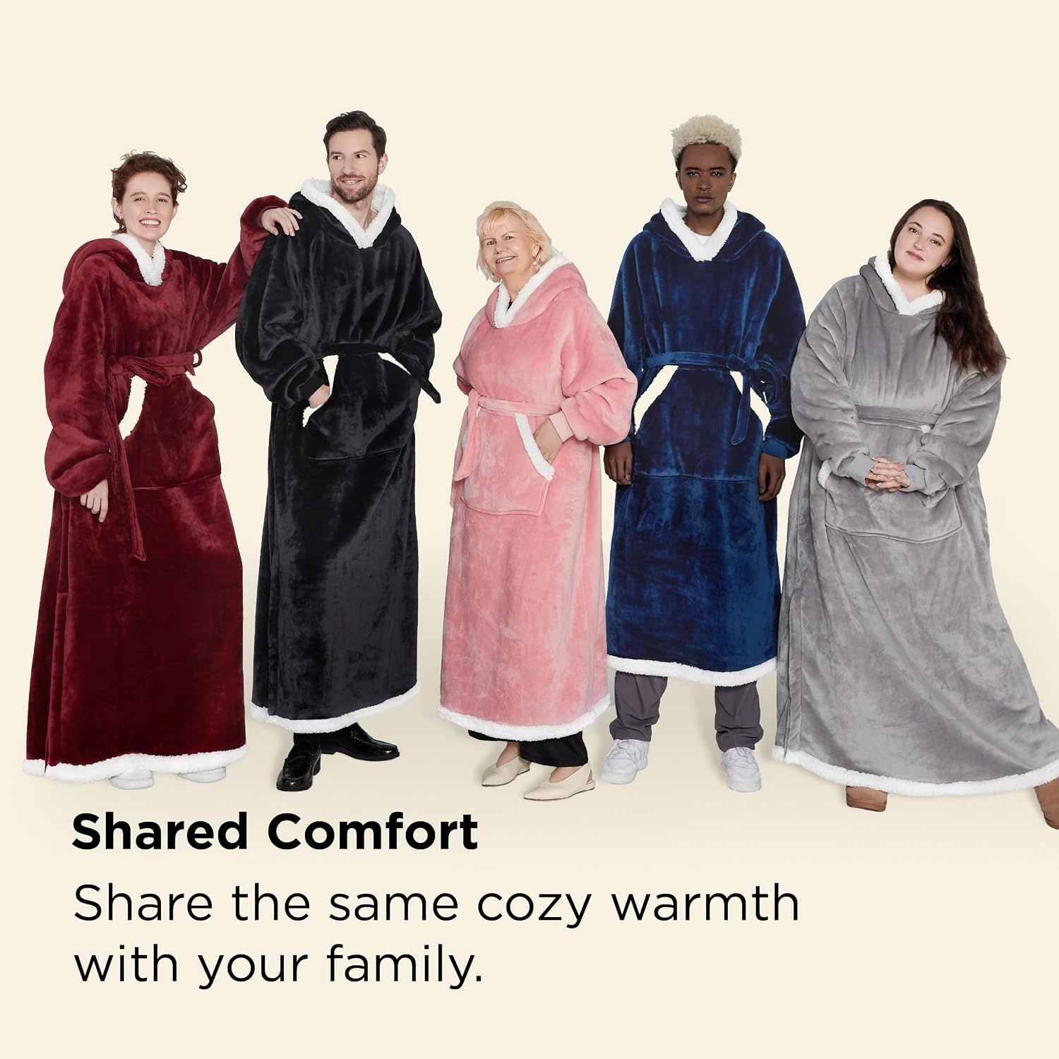 image:imageBedsure Wearable Blanket Hoodie Long Hooded Blanket Sweatshirt as Birthday Gifts for Women and Men Cozy Sherpa Hoodie for Adult Standard GreyGrey
