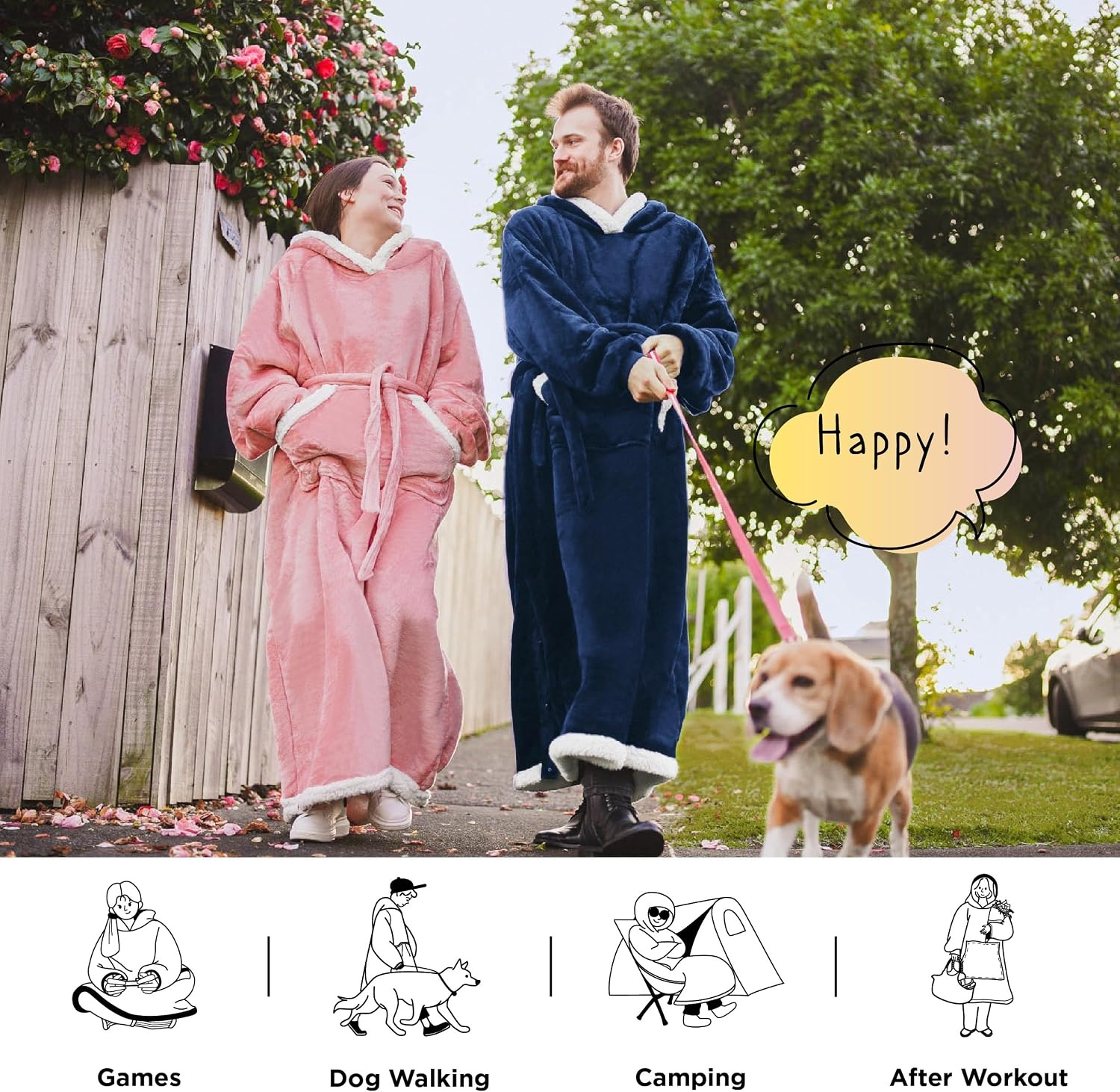 image:imageBedsure Wearable Blanket Hoodie Long Hooded Blanket Sweatshirt as Birthday Gifts for Women and Men Cozy Sherpa Hoodie for Adult Standard GreyNavy