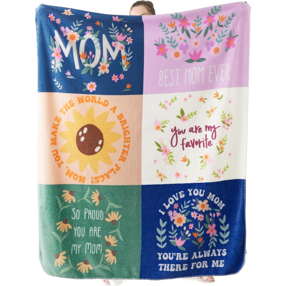 image:imageBedsure Birthday Blanket Gifts for Women  Soft Mom Blanket for Women as Decorations for Wife and Grandma Patchwork 50x60Ivory Patchwork