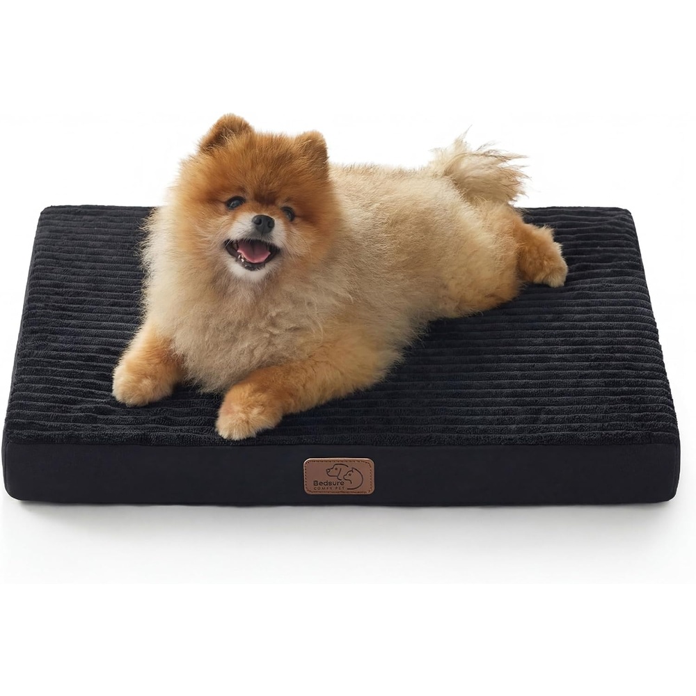 image:imageBedsure ComfyFleece XL Dog Bed for Crate with Washable Cover 41x27  Orthopedic Egg Crate Foam Pet MatRemovable Cover Nonslip BottomNot WaterproofNot ChewproofFor Extra Large Breeds 60lbsBlack