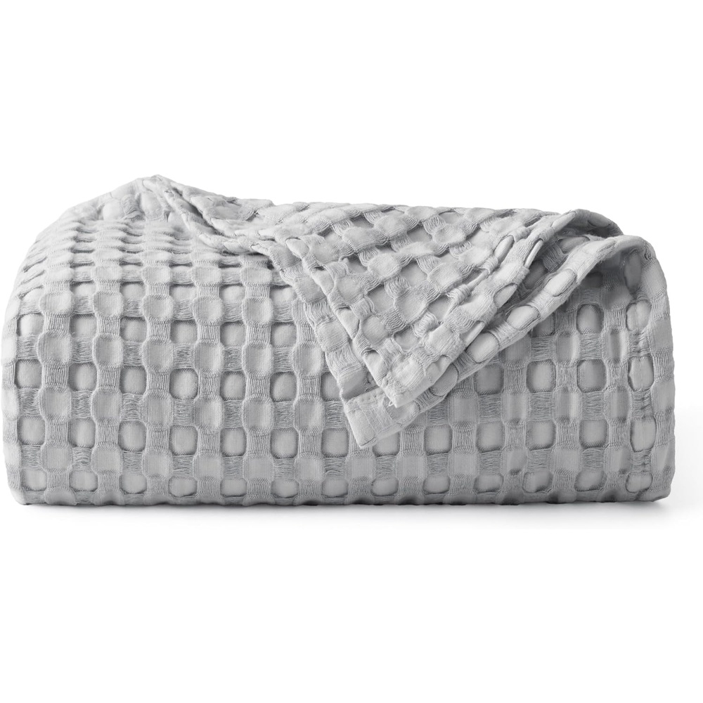 image:imageBedsure Cooling Cotton Waffle Full Size Blanket Lightweight Breathable Blanket of Rayon Derived from Bamboo for Hot Sleepers Luxury Throws for Bed Couch and Sofa Ivory 80x90 InchesGrey