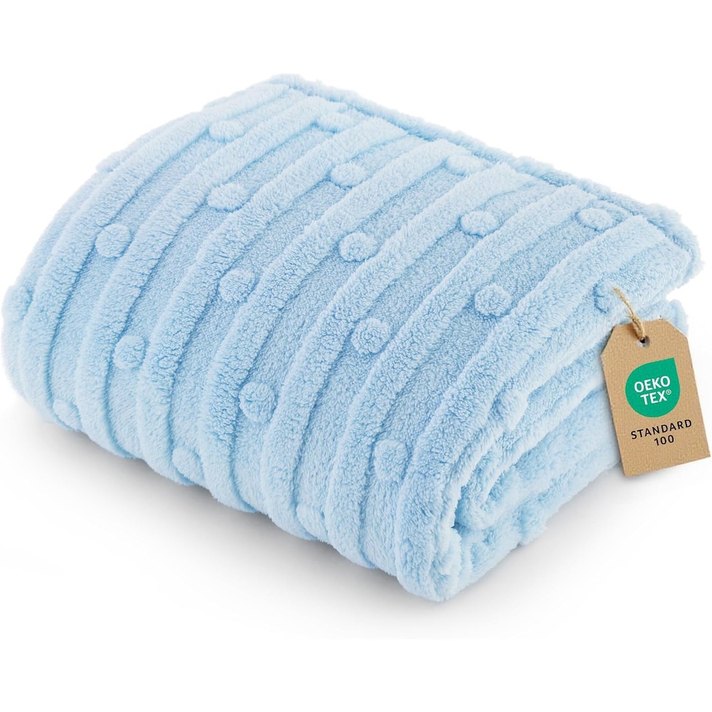 image:imageBedsure Dog Blanket for Small Dogs Puppy and Cats Soft Fleece 25x35 Blue 300GSM Fuzzy Jacquard Doggy Kitten Blanket Washable for Crate Cage Pet Bed Indoor Cats Puppy Essentials Cute Dog GiftBlue Dot