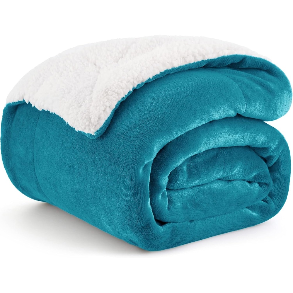 image:imageBedsure GentleSoft Sherpa Fleece Throw Blanket for Couch NonHeated Thick amp Warm Cozy Comfort Blanket for Winter Fall Soft Fuzzy Plush Throw Gifts for Women and Men Grey 50x60 Inches09 Teal