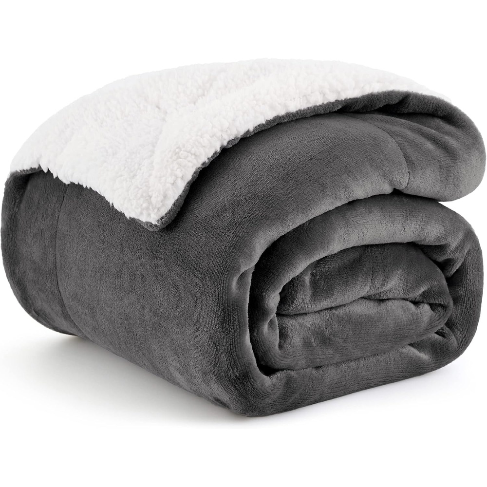 image:imageBedsure GentleSoft Sherpa Fleece Throw Blanket for Couch NonHeated Thick amp Warm Cozy Comfort Blanket for Winter Fall Soft Fuzzy Plush Throw Gifts for Women and Men Grey 50x60 Inches02 Charcoal