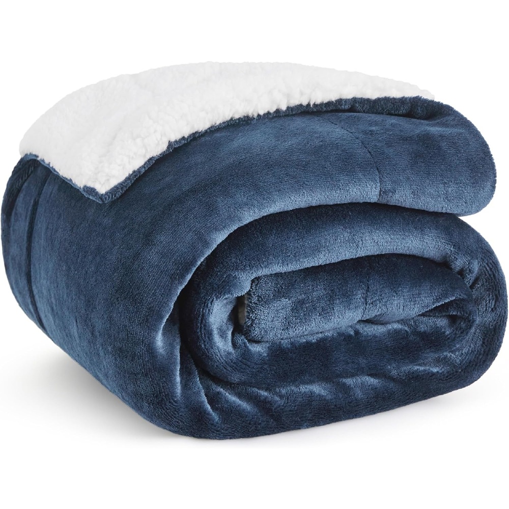 image:imageBedsure GentleSoft Sherpa Fleece Throw Blanket for Couch NonHeated Thick amp Warm Cozy Comfort Blanket for Winter Fall Soft Fuzzy Plush Throw Gifts for Women and Men Grey 50x60 Inches03 Slate Blue
