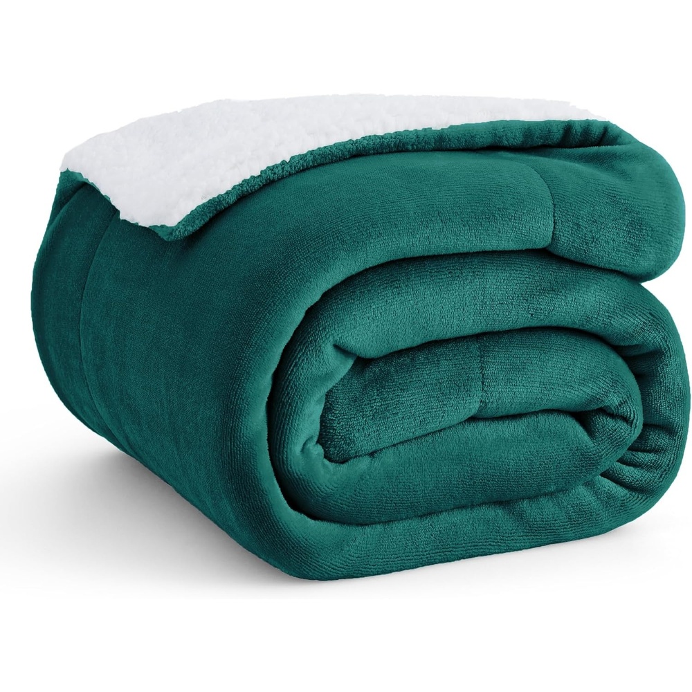 image:imageBedsure GentleSoft Sherpa Fleece Throw Blanket for Couch NonHeated Thick amp Warm Cozy Comfort Blanket for Winter Fall Soft Fuzzy Plush Throw Gifts for Women and Men Grey 50x60 Inches04 Forest Green