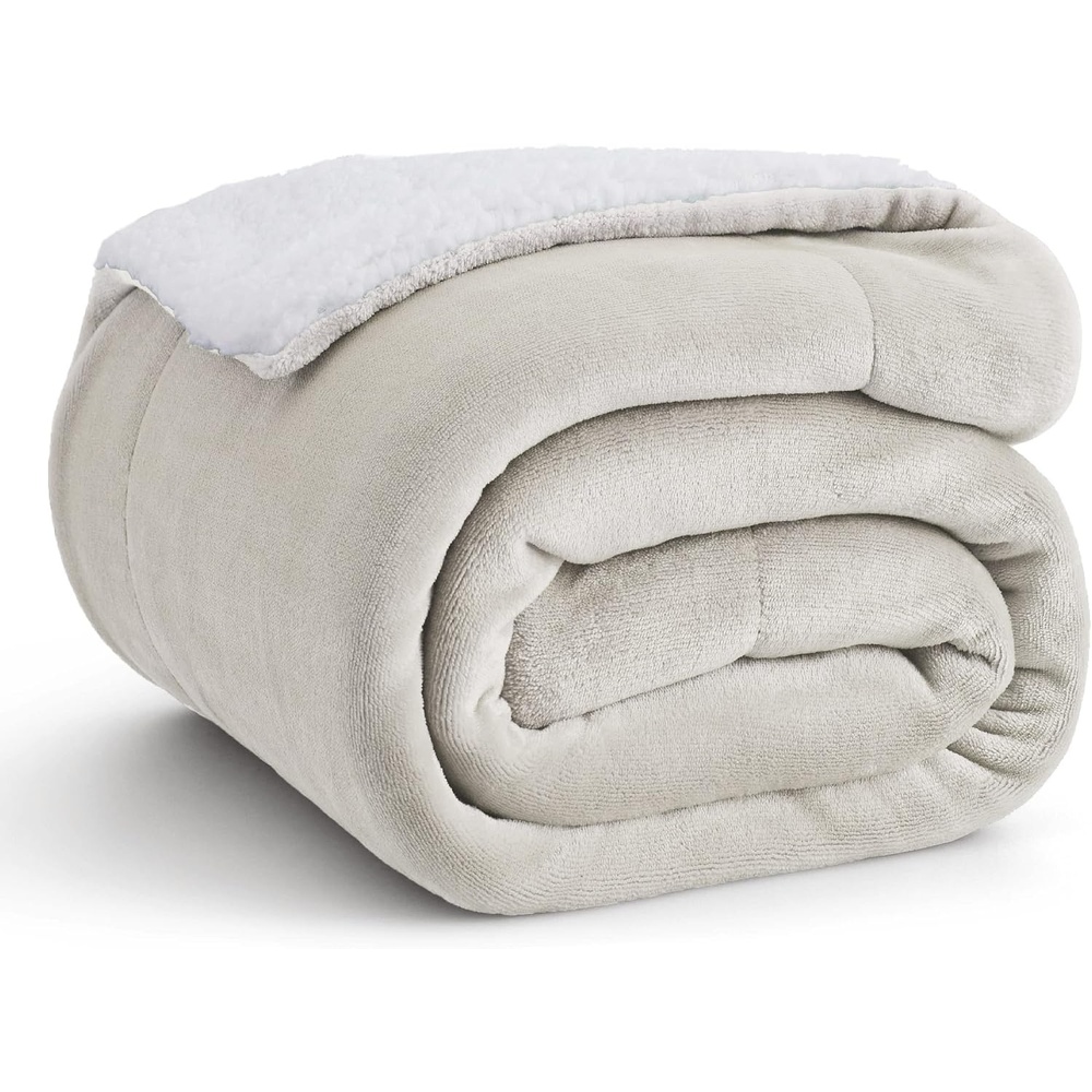 image:imageBedsure GentleSoft Sherpa Fleece Throw Blanket for Couch NonHeated Thick amp Warm Cozy Comfort Blanket for Winter Fall Soft Fuzzy Plush Throw Gifts for Women and Men Grey 50x60 Inches05 Linen
