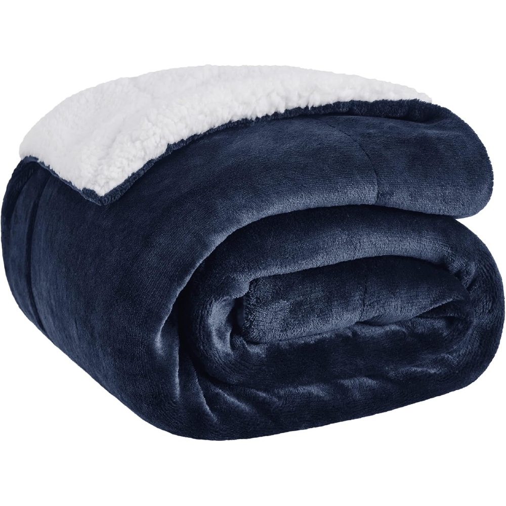 image:imageBedsure GentleSoft Sherpa Fleece Throw Blanket for Couch NonHeated Thick amp Warm Cozy Comfort Blanket for Winter Fall Soft Fuzzy Plush Throw Gifts for Women and Men Grey 50x60 Inches03 Navy