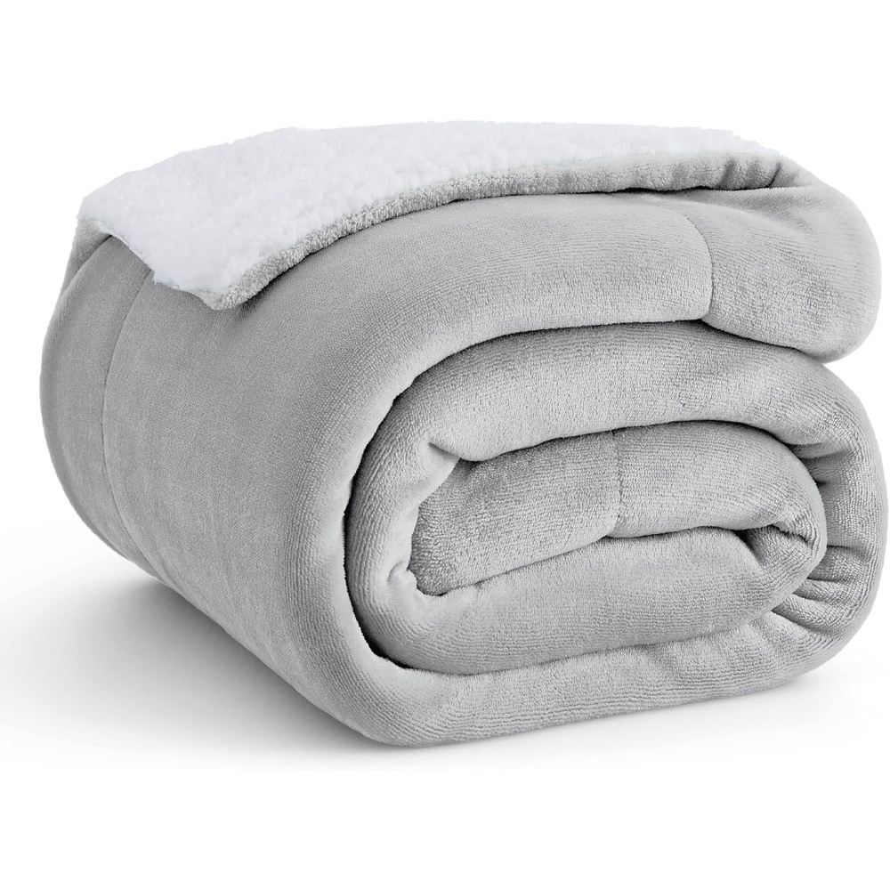 image:imageBedsure GentleSoft Sherpa Fleece Throw Blanket for Couch NonHeated Thick amp Warm Cozy Comfort Blanket for Winter Fall Soft Fuzzy Plush Throw Gifts for Women and Men Grey 50x60 Inches02 Light Grey