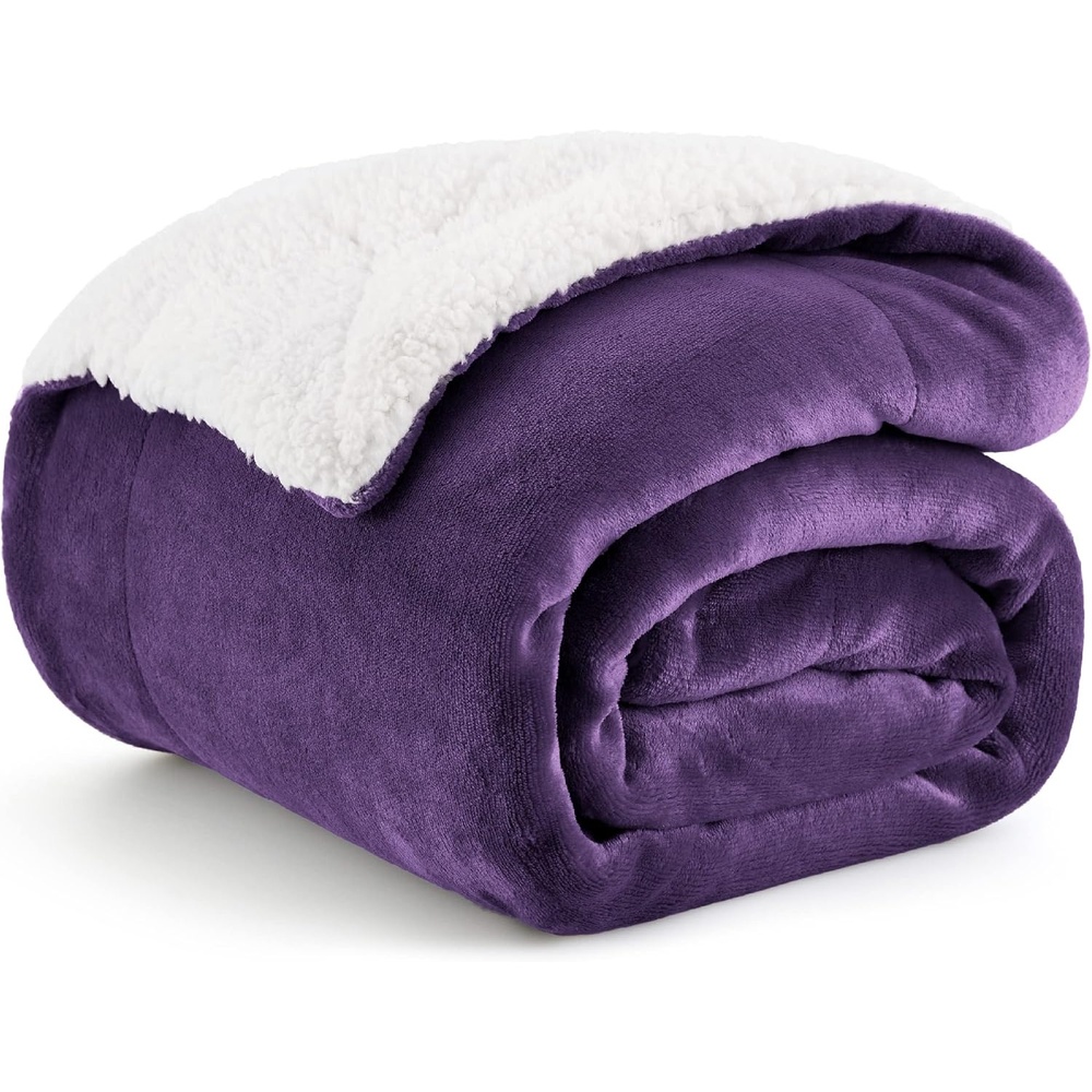 image:imageBedsure GentleSoft Sherpa Fleece Throw Blanket for Couch NonHeated Thick amp Warm Cozy Comfort Blanket for Winter Fall Soft Fuzzy Plush Throw Gifts for Women and Men Grey 50x60 Inches08 Purple