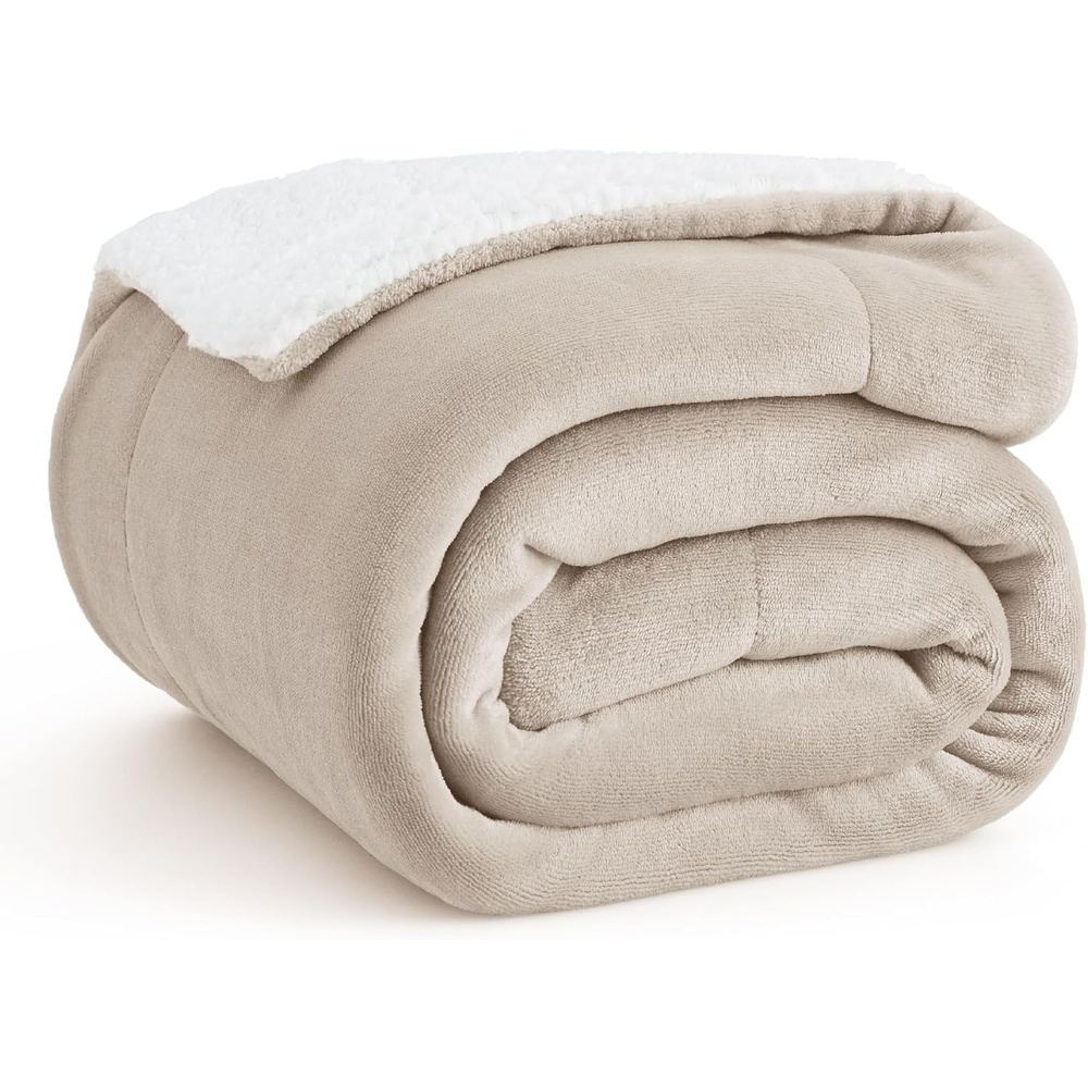 image:imageBedsure GentleSoft Sherpa Fleece Throw Blanket for Couch NonHeated Thick amp Warm Cozy Comfort Blanket for Winter Fall Soft Fuzzy Plush Throw Gifts for Women and Men Grey 50x60 Inches05 Beige