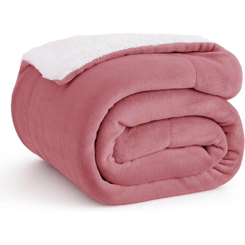 image:imageBedsure GentleSoft Sherpa Fleece Throw Blanket for Couch NonHeated Thick amp Warm Cozy Comfort Blanket for Winter Fall Soft Fuzzy Plush Throw Gifts for Women and Men Grey 50x60 Inches07 Dusty Rose