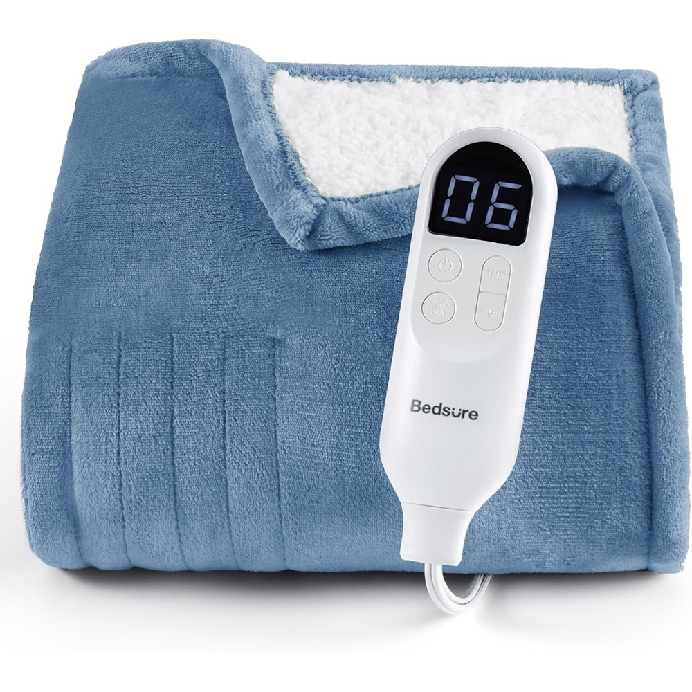 image:imageBedsure Heated Blanket Full Size Soft Electric Blanket with Preheat Cream  6 Heat6 Timer Settings 8H Auto ShutOff ETLFCC Flannel Sherpa Machine Washable Gifts for Grandma Grandpa 72x84in04  Blue