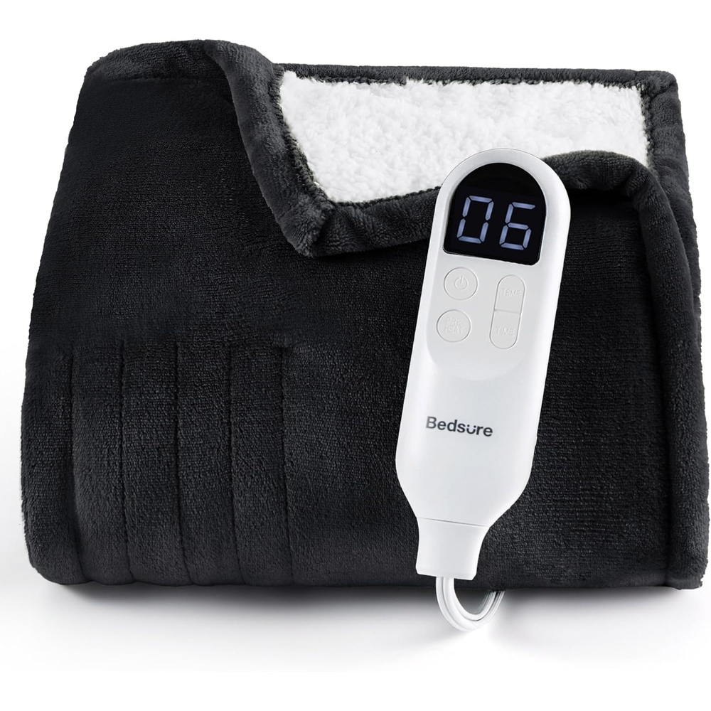 image:imageBedsure Heated Blanket Full Size Soft Electric Blanket with Preheat Cream  6 Heat6 Timer Settings 8H Auto ShutOff ETLFCC Flannel Sherpa Machine Washable Gifts for Grandma Grandpa 72x84in06  Black