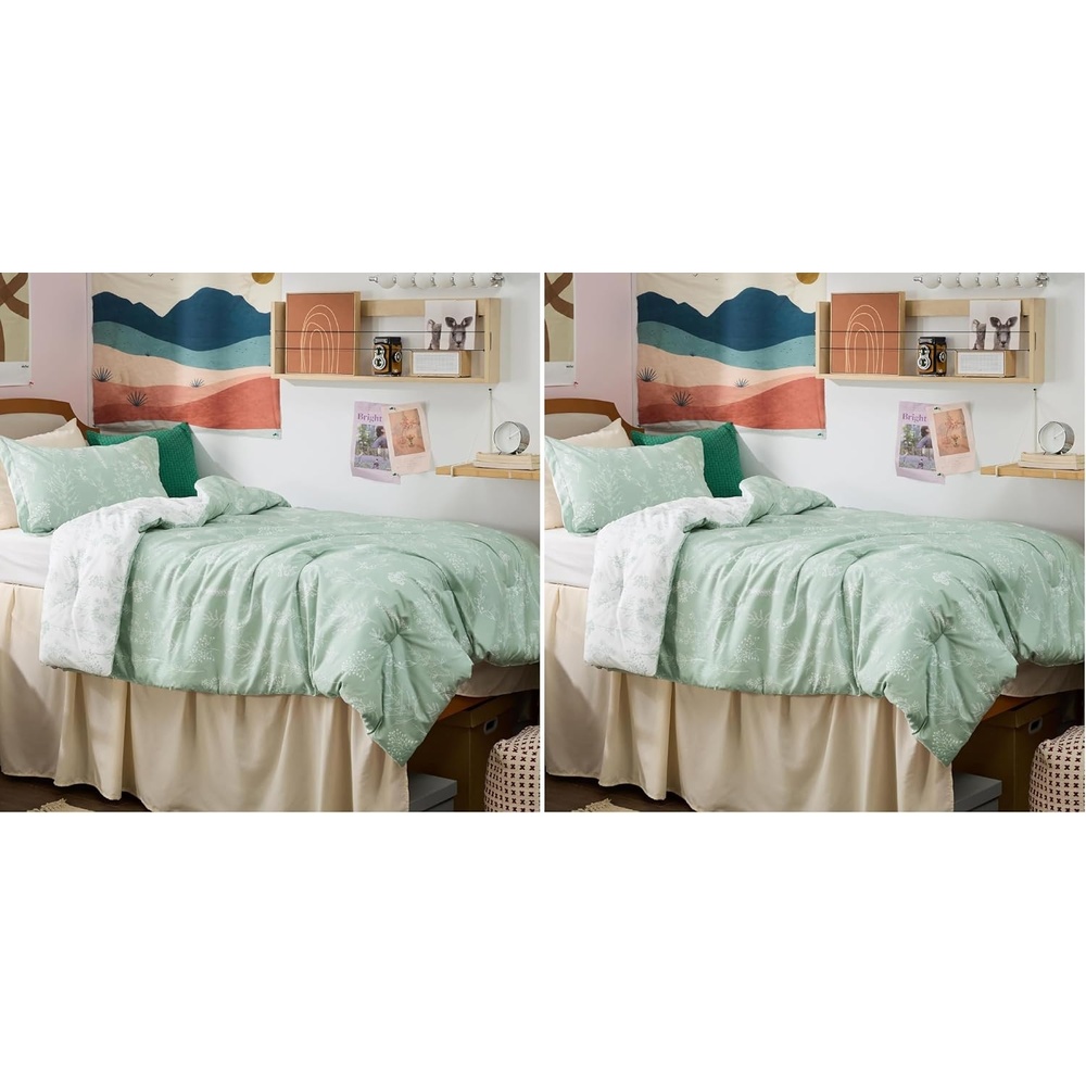 image:imageBedsure Light Grey Queen Comforter Set  Reversible Floral Bed Set Soft Summer Lightweight Bedding for Bedroom 1 Soft Botanical Flowers Comforter and 2 Pillow Shams01  Sage Green
