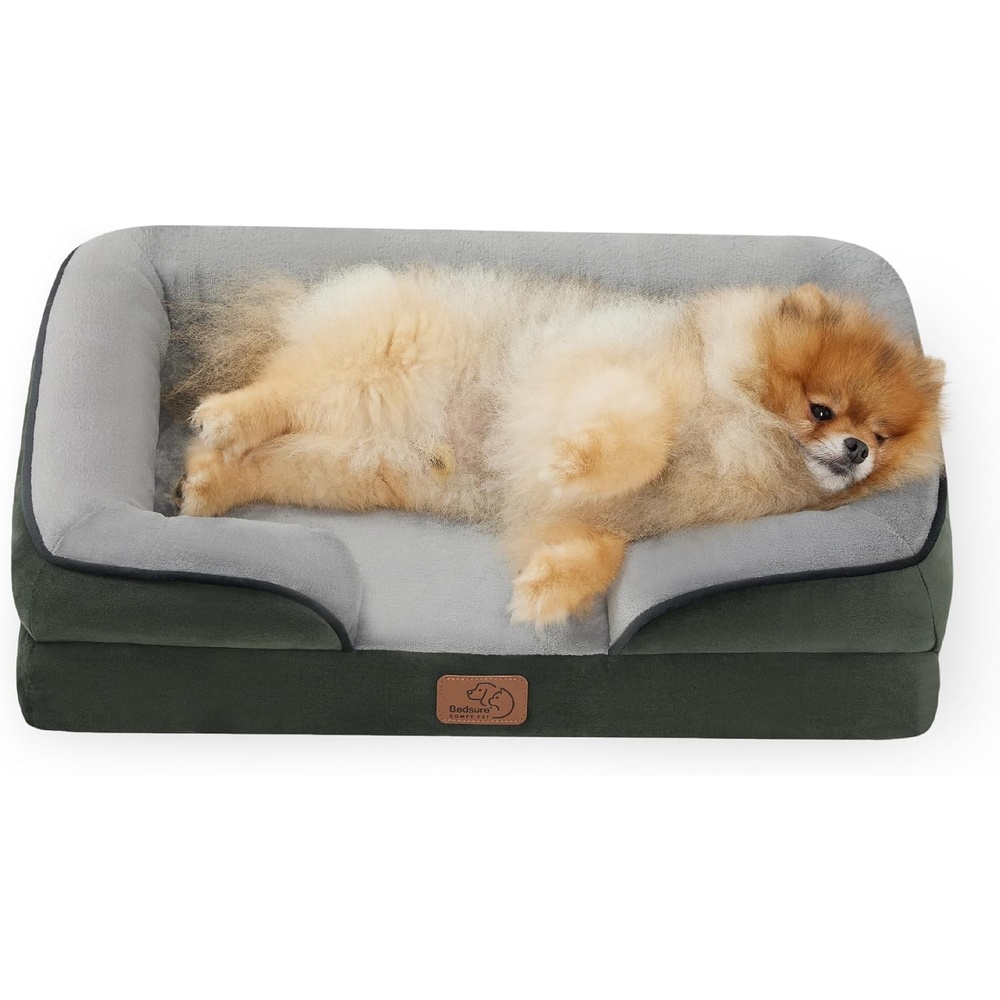 image:imageBedsure Orthopedic XL Dog Bed Extra Large with Removable Washable Cover  42 Classic Comfy Xlarge Dog Couch Sofa Waterproof Cozy Bolster Sides Nonslip Bottom Pet Bed for CatsSenior Dogs GreyDark Green