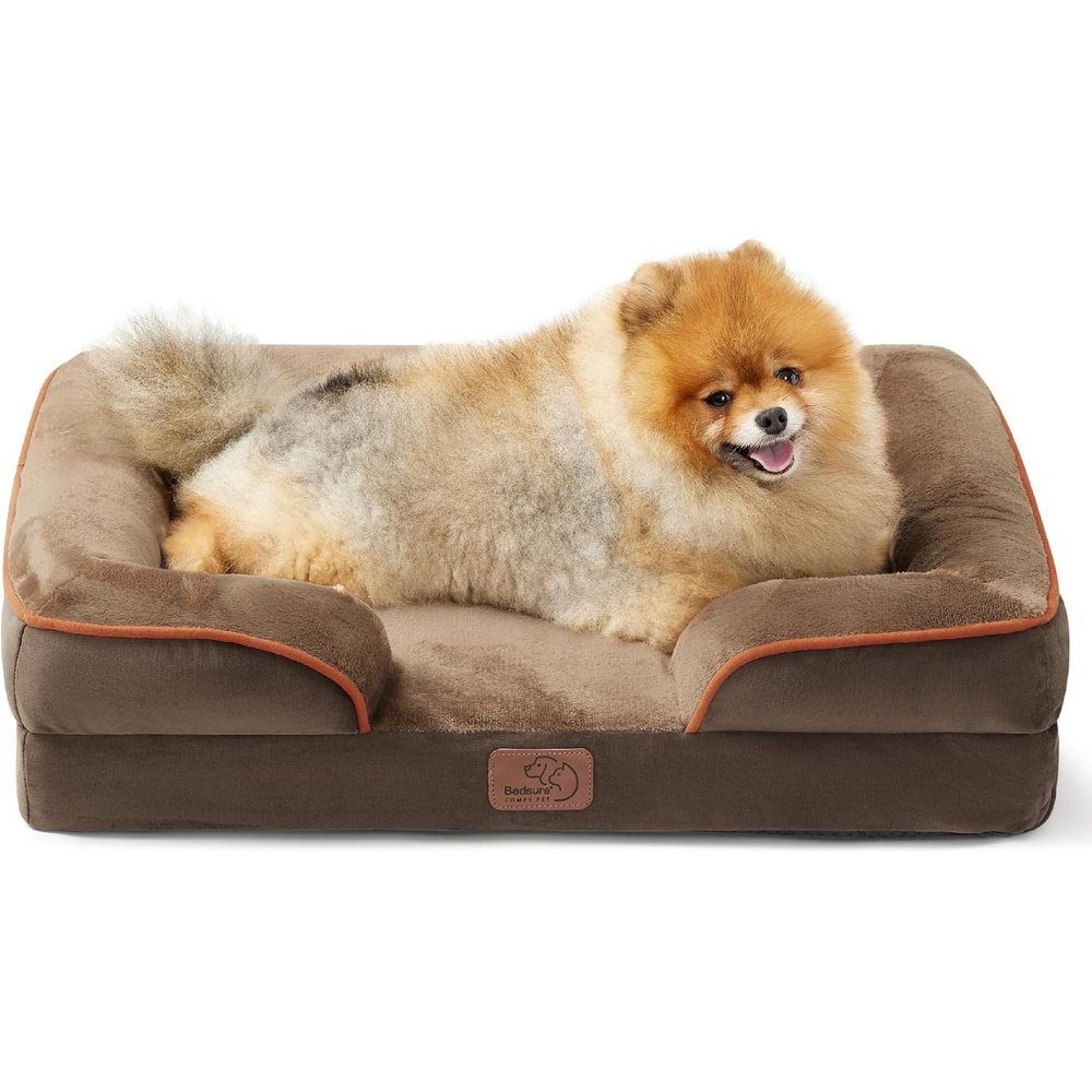 image:imageBedsure Orthopedic XL Dog Bed Extra Large with Removable Washable Cover  42 Classic Comfy Xlarge Dog Couch Sofa Waterproof Cozy Bolster Sides Nonslip Bottom Pet Bed for CatsSenior Dogs GreyBrown