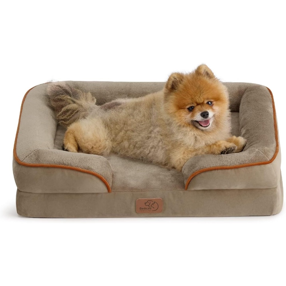 image:imageBedsure Orthopedic XL Dog Bed Extra Large with Removable Washable Cover  42 Classic Comfy Xlarge Dog Couch Sofa Waterproof Cozy Bolster Sides Nonslip Bottom Pet Bed for CatsSenior Dogs GreyHazel
