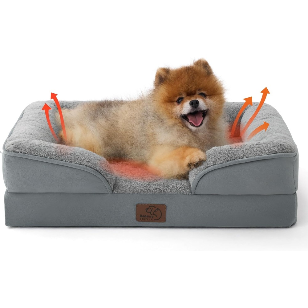 image:imageBedsure Orthopedic XL Dog Bed Extra Large with Removable Washable Cover 42 Classic Comfy Xlarge Dog Couch Sofa Waterproof Cozy Bolster Sides Nonslip Bottom Pet Bed for CatsSenior Dogs GreySelf WarmingGrey