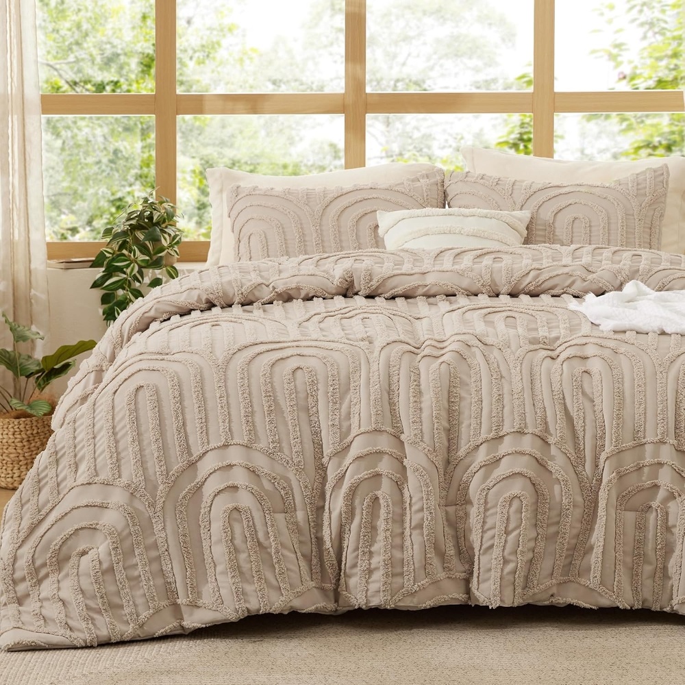 image:imageBedsure Pink King Size Comforter Set GentleSoft 3 Pieces Breathable Bow Comforter Set Women with 2 Pillow Shams Cute King Bedding Set Pink Room Decor Aesthetic Bedroom Decor 104x90 Inches11  Ivory  Elegant