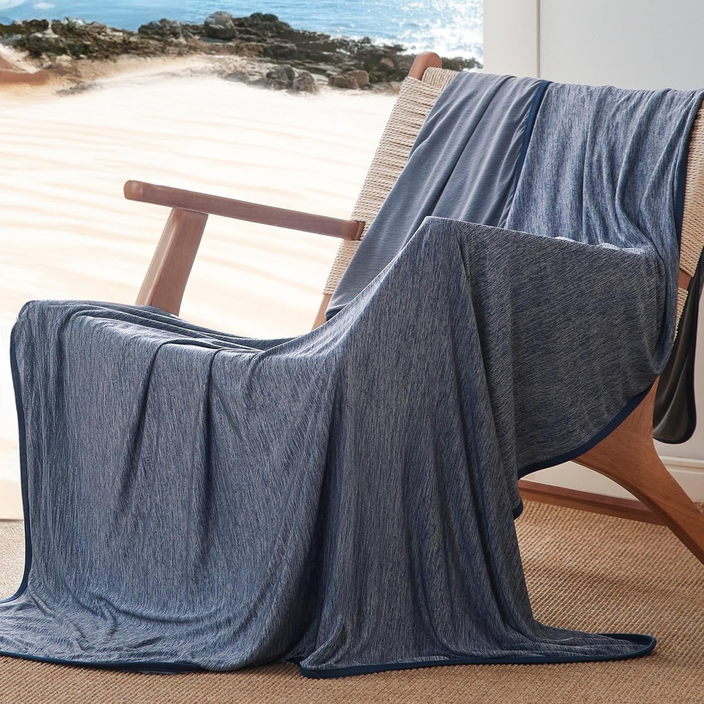 image:imageBedsure Silky Soft Cooling Blanket for Hot Sleepers Throw XL Dark Grey Summer Picnic Travel Outdoor Camping Couch Bed Sofa Chair Rayon Derived from Bamboo Cold Cool Ice Lightweight02 Navy