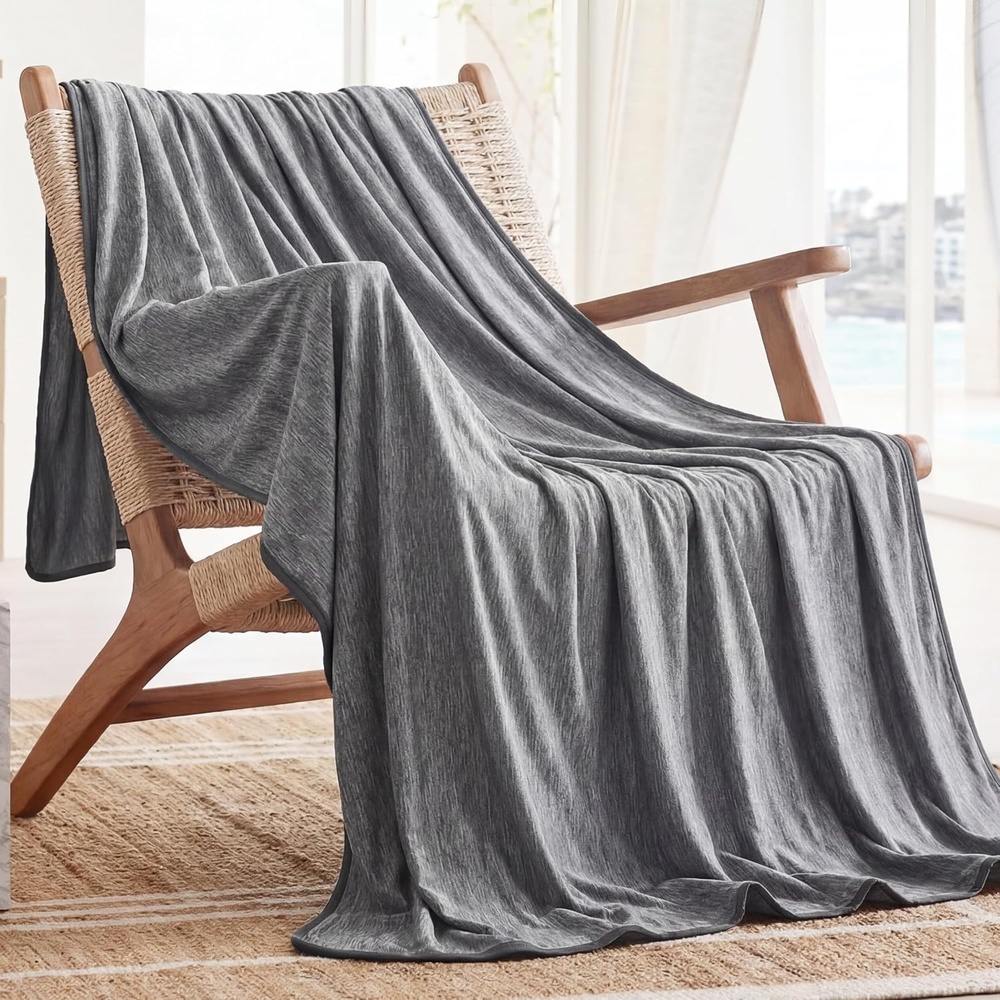 image:imageBedsure Silky Soft Cooling Blanket for Hot Sleepers Throw XL Dark Grey Summer Picnic Travel Outdoor Camping Couch Bed Sofa Chair Rayon Derived from Bamboo Cold Cool Ice Lightweight01 Dark Grey