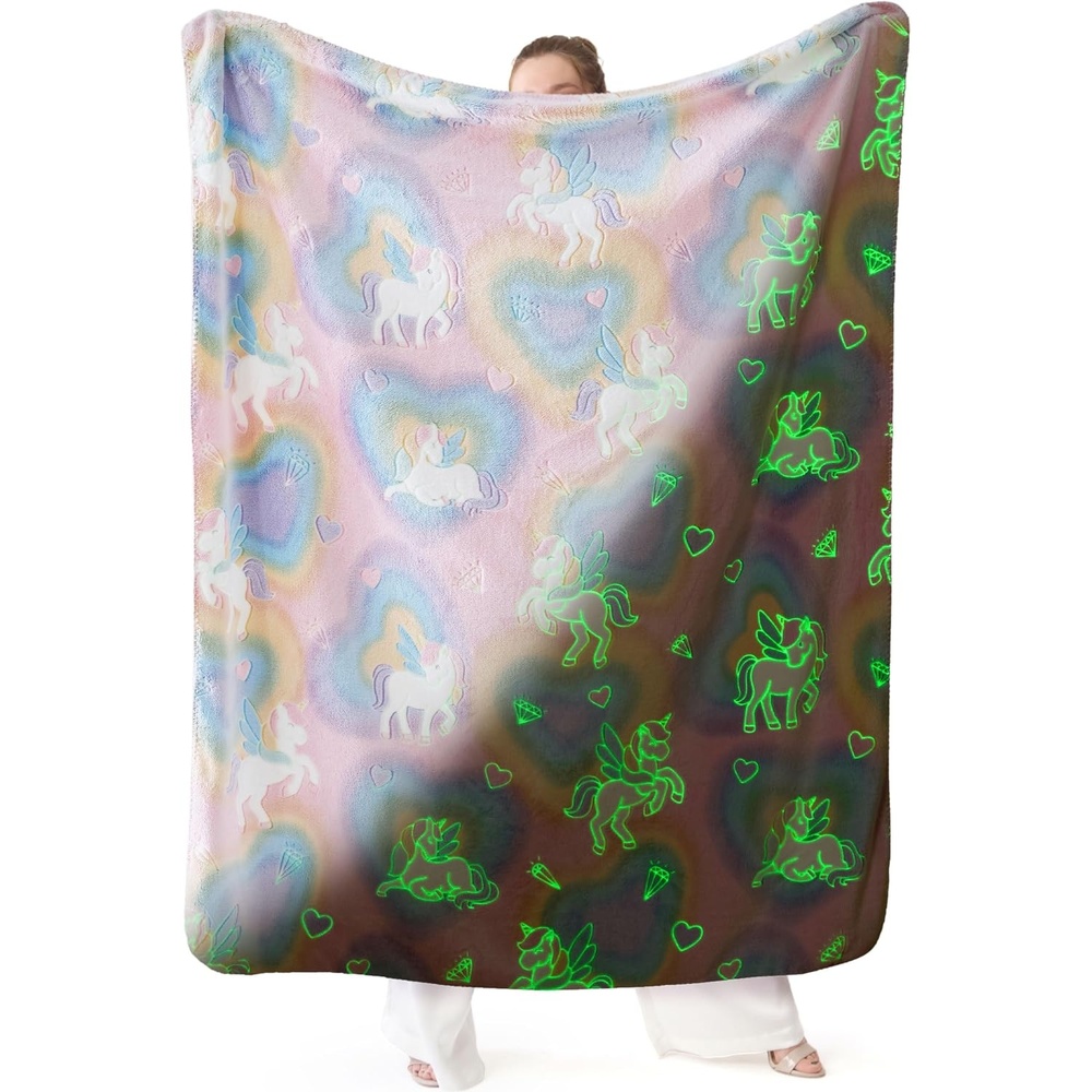 image:imageBedsure Unicorn Glow in The Dark Blanket Pink Blanket for Girls Kids Age 312 as Unicorn Birthday Gift GentleSoft Cozy Cute Throw for Couch Sofa Bed Home Decor 50x6001 Unicorn