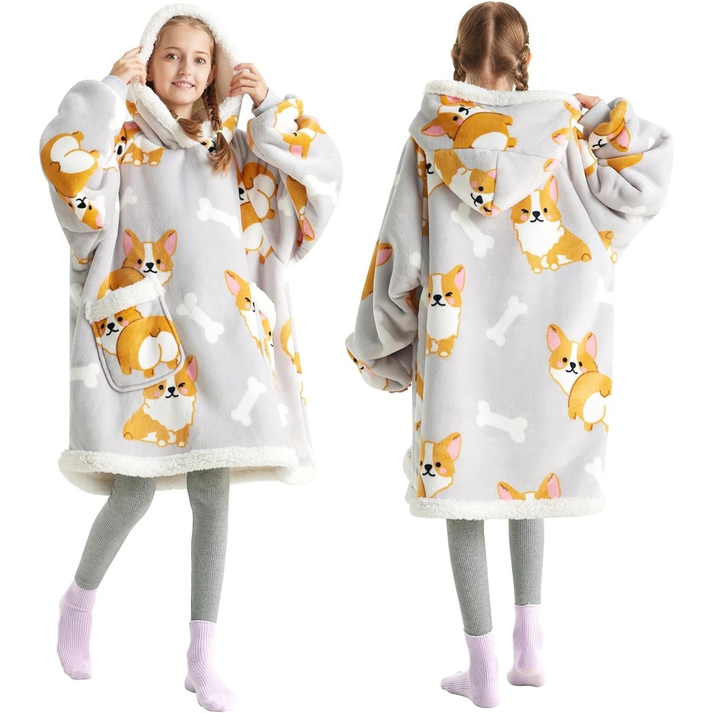 image:imageBedsure Wearable Blanket Sherpa Printed Hoodie Cat Gift for Women  Light Beige Warm Soft Cozy Sherpa Fleece Gifts for Cat Lovers Cat Gifts for WomenSilver Grey