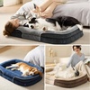 Bedsure 360°Oval Bolster Orthopedic Dog Bed Medium Size Dog,30″ Blue | Egg-Crate Foam for Senior Dogs, Big Comfort Pet Sofa Couch with Ultra-Soft Fleece Waterproof Washable Cover(Charcoal)