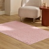 Bedsure 8×10 Printed Jute-Look Living Room Rug, Machine Washable, Non-Slip | Soft Faux Cashmere Feel, Realistic Jute-Look Print, Non-Shedding, Low-Pile, 4 Grip Pads Included, Pet & Kids Friendly(03 – Pink)