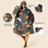 Bedsure Cat Wearable Blanket Hoodies for Men Women, Gift for Adult, Grey | Printed Shaggy Sherpa Cozy Hoodie Blanket for Adult, Warm Hooded Sweatshirt(Grey)