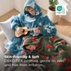 Bedsure Cat Wearable Blanket Hoodies for Men Women, Gift for Adult, Grey | Printed Shaggy Sherpa Cozy Hoodie Blanket for Adult, Warm Hooded Sweatshirt(Sky Blue)