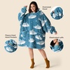 Bedsure Cat Wearable Blanket Hoodies for Men Women, Gift for Adult, Grey | Printed Shaggy Sherpa Cozy Hoodie Blanket for Adult, Warm Hooded Sweatshirt(Sky Blue)