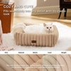 Bedsure ComfyFleece™ Cute Dog Bed for Small Medium Dogs Washable,25in Cream | Furry Puppy Beds,Square Rectangle Orthopedic Corduroy Aesthetic Pet Beds,Removable Zipper Cover,Non-Slip Bottom,Up to 15 Lbs(Sandy Beige)