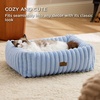 Bedsure ComfyFleece™ Cute Dog Bed for Small Medium Dogs Washable,25in Cream | Furry Puppy Beds,Square Rectangle Orthopedic Corduroy Aesthetic Pet Beds,Removable Zipper Cover,Non-Slip Bottom,Up to 15 Lbs(Blue)