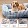Bedsure ComfyFleece™ Cute Dog Bed for Small Medium Dogs Washable,25in Cream | Furry Puppy Beds,Square Rectangle Orthopedic Corduroy Aesthetic Pet Beds,Removable Zipper Cover,Non-Slip Bottom,Up to 15 Lbs(Blue Indigo)