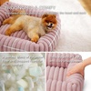 Bedsure ComfyFleece™ Cute Dog Bed for Small Medium Dogs Washable,25in Cream | Furry Puppy Beds,Square Rectangle Orthopedic Corduroy Aesthetic Pet Beds,Removable Zipper Cover,Non-Slip Bottom,Up to 15 Lbs(Blush Pink)